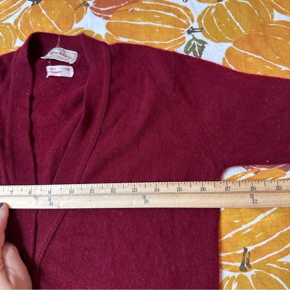VTG 100% Cashmere Cardigan Sweater Women's Small Red Button Front Luxurious Soft - Picture 7 of 8